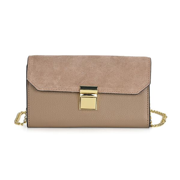 100% Echtleder Clutch mit RFID Schutz, Beige