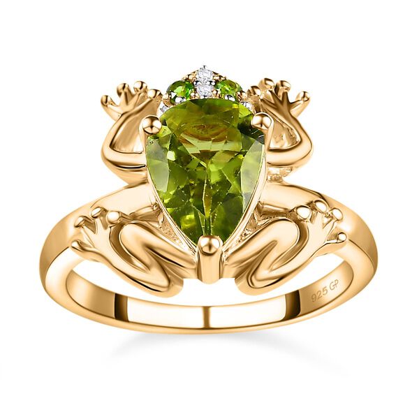 GP Trionfo Kollektion - Nat&uuml;rlicher Peridot, Nat&uuml;rlicher Chromdiopsid Ring 925 Silber Gelbgold Vermeil (Gr&ouml;&szlig;e 19.00) ca. 1.93 ct image number 4