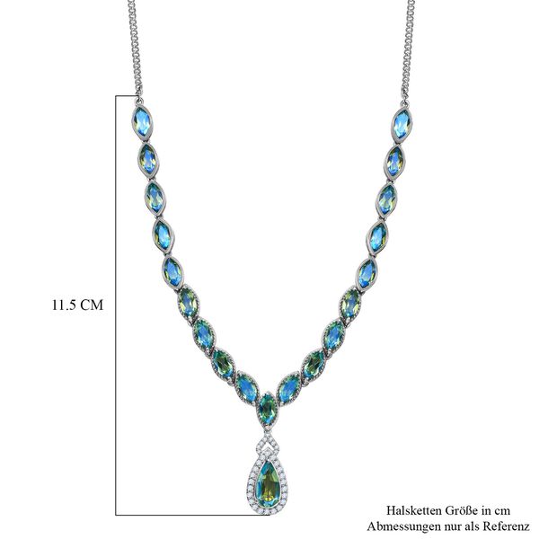 Pfau Triplette Quarz Halskette ca. 45 cm 925 Silber platiniert ca. 16,27 ct. image number 6