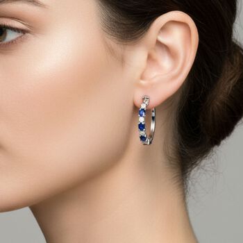 D'Joy Ceylon Saphir und Moissanit Ohrringe - 2 ct.