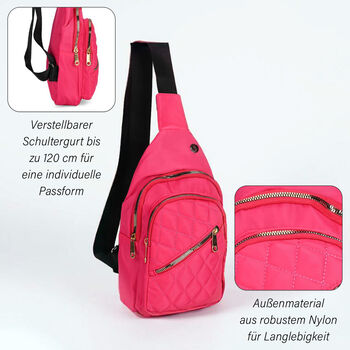 Stepp-Slingtasche mit RFID-Schutz und Kopfh&ouml;rer&ouml;ffnung, Gr&ouml;&szlig;e: 17x7,5x30cm, Rosa