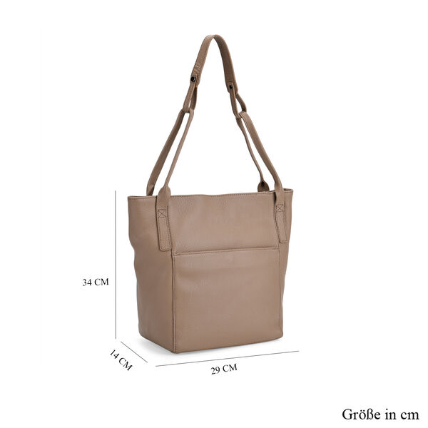 Echtleder-Tote-Bag mit Magnetverschluss-Au&szlig;entasche und ger&auml;umigem Innenfach, 34x14x29 cm, Beige image number 6