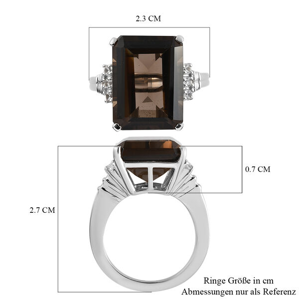 Rauchquarz und Zirkon Ring 925 Silber platiniert  ca. 11,80 ct image number 7