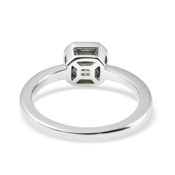Blauer Moissanit Solitär Ring 925 Silber Rhodium-Überzug image number 4