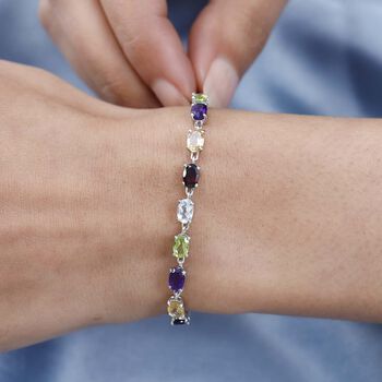 Mehrfarbig Edelstein Armband ca. 20 cm 925 Silber platiniert ca. 10.84 ct