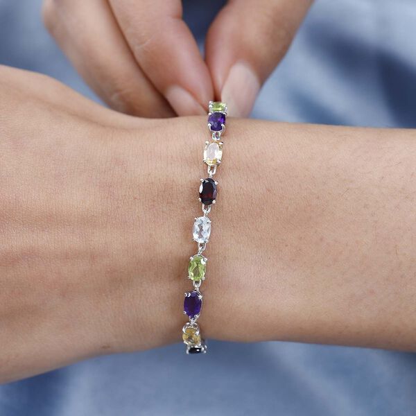 Mehrfarbig Edelstein Armband ca. 20 cm 925 Silber platiniert ca. 10.84 ct image number 3