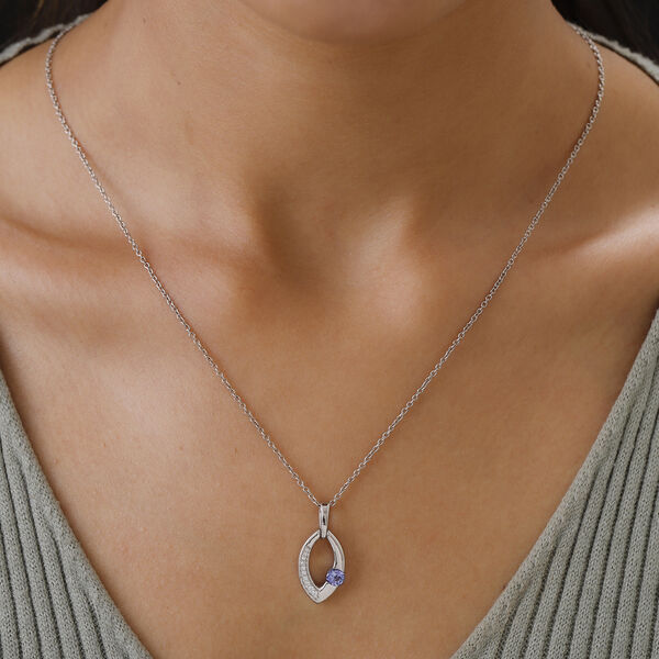 Tansanit und Zirkon Anh&auml;nger 925 Silber platiniert ca. 0,47 ct image number 3