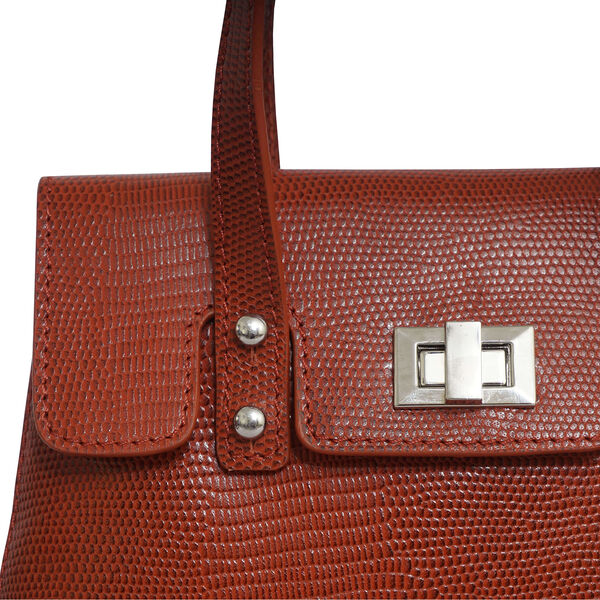 Assots London BENTLEY Designer-Tasche aus echtem Leder mit abnehmbarem Schulterriemen, Schlangenhautmuster, Gr&ouml;&szlig;e 25x5x18 cm, Braun image number 3