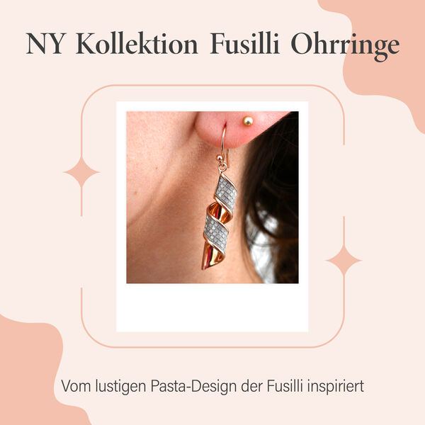 Diamantschliff Fusilli Ohrhänger in rosévergoldetem Silber image number 3