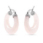Rosenquarz Creolen in Edelstahl ca. 27,00 ct