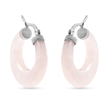 Rosenquarz Creolen in Edelstahl ca. 27,00 ct