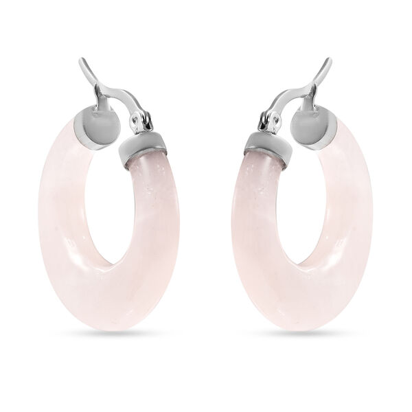 Rosenquarz Creolen in Edelstahl ca. 27,00 ct