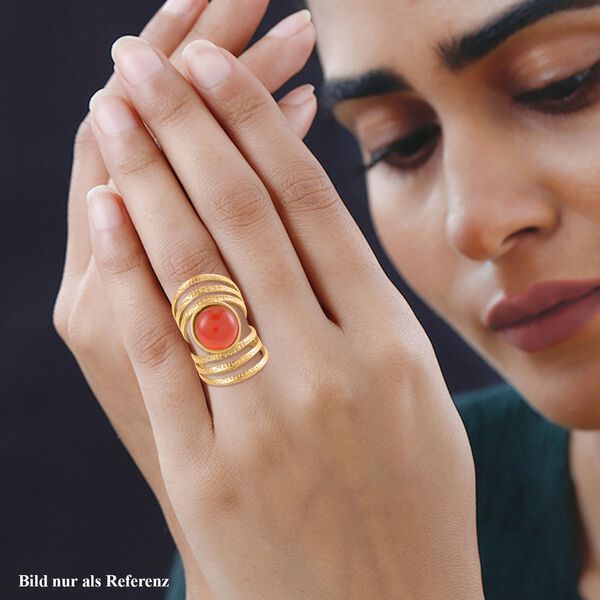 Roter Achat Ring 316L Edelstahl, (Größe 16.00) ca.0 vergoldet 5.00 ct image number 3