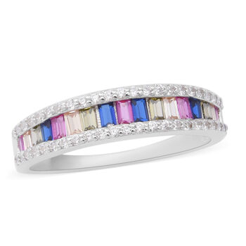 LUSTRO STELLA - Mehrfarbiger Zirkonia Ring 925 Silber rhodiniert (Gr&ouml;&szlig;e 16.00) ca. 0,67 ct