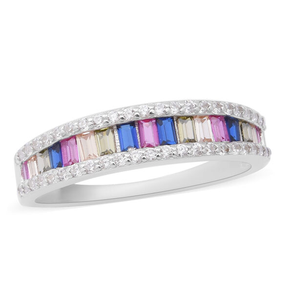 LUSTRO STELLA - Mehrfarbiger Zirkonia Ring 925 Silber rhodiniert  ca. 0,67 ct