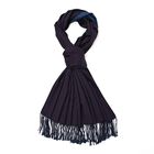 Eleganter doppelseitiger Schal mit Fransen, 68x180cm, Marineblau