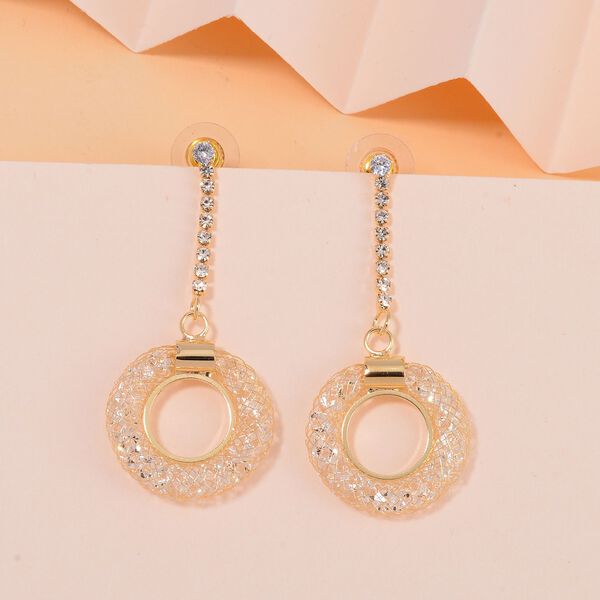 Wei&szlig;er Kristall Ohrringe Reines Messing image number 2