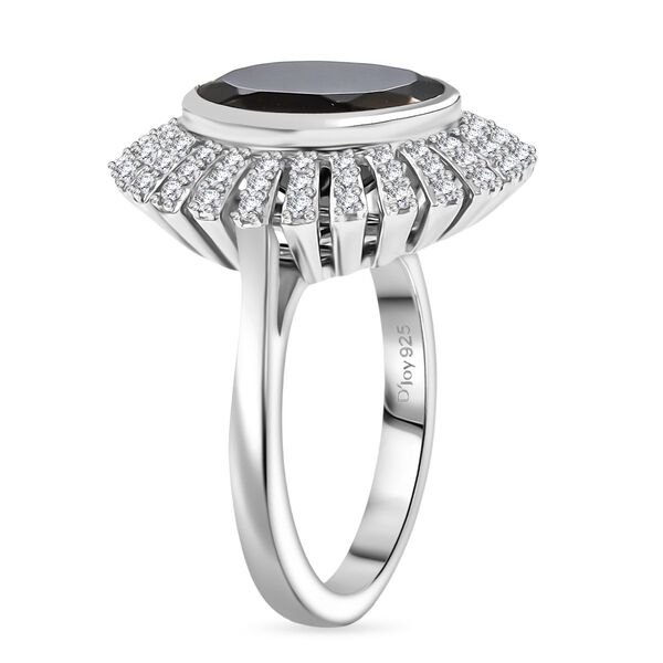 D'Joy Elite Shungit, Weißer Zirkon Ring 925 Silber rhodiniert (Größe 17.00) ca. 3,64 ct image number 5
