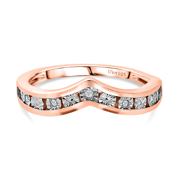 D'Joy Wishbone Ring mit Diamantakzenten, 925 Silber 750 Ros&eacute;gold Vermeil