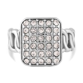 Wei&szlig;er Kristall Ring, 316L Edelstahl (Gr&ouml;&szlig;e 17.00), silberfarben