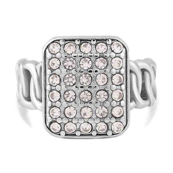 Wei&szlig;er Kristall Ring, 316L Edelstahl (Gr&ouml;&szlig;e 17.00), silberfarben image number 3