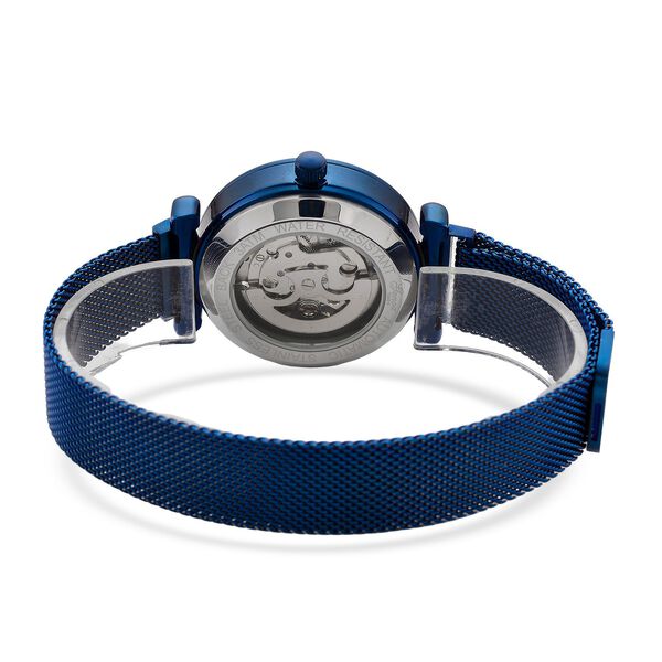 GENOA TIME V2 Automatik-Mechanische Uhr, wei&szlig;es Sonnenschliff-Zifferblatt, Wasserdicht, Blau image number 6