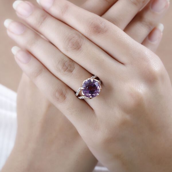 Rose De France Amethyst und Zirkon Ring- 8,04 ct. image number 3