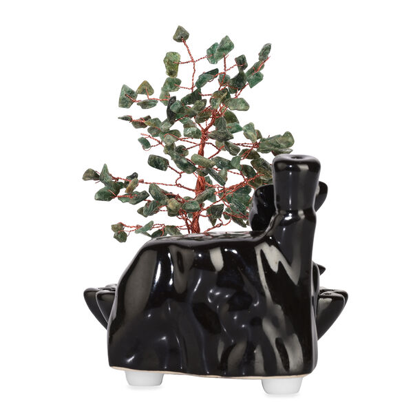 "Green Aventurine Backflow Incense Burner With  Crystal Tree Back Flow Incense Holder With 30 Incense Cones Size:- 18 X 10 X 20 Cms Color- Green " image number 5