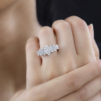 Moissanit Ballerina Ring, 925 Silber rhodiniert - 1,11 ct.