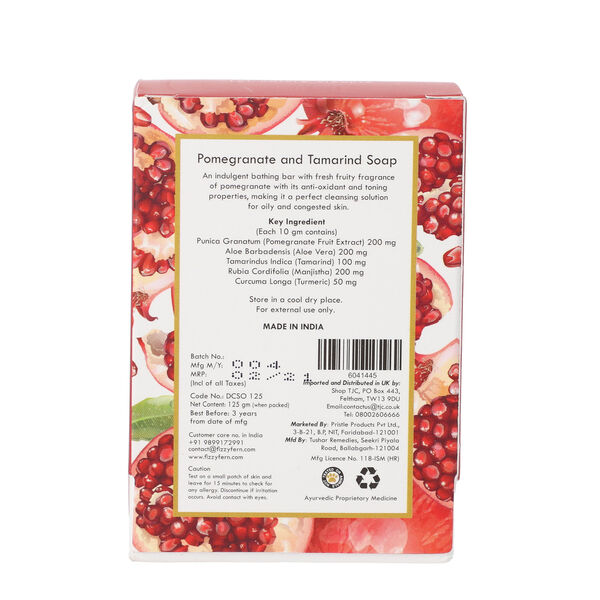 FIZZY FERN - handgemachte Seife - Granatapfel und Tamarinde mit Neem, Aloe Vera und Kurkuma, 125g image number 4