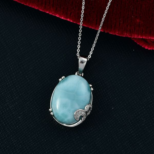 D’joy Larimar, Weißer Zirkon Schmuckset 925 Silber rhodiniert ca. 18.25 ct image number 2