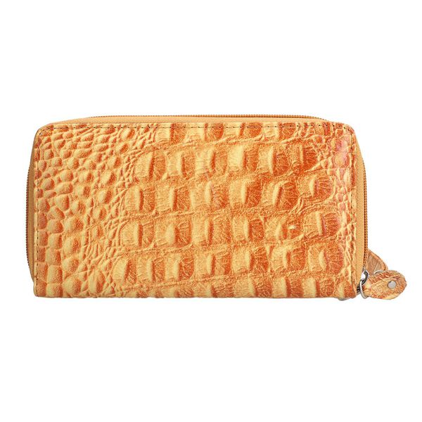 Echtleder Brieftasche mit Kroko-Pr&auml;gung, Gelb image number 7