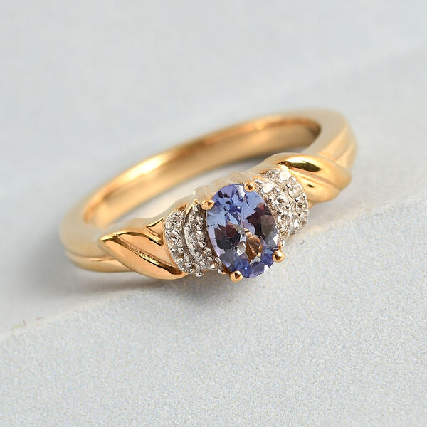 Tansanit und Zirkon Ring 925 Silber vergoldet  ca. 0,60 ct image number 2