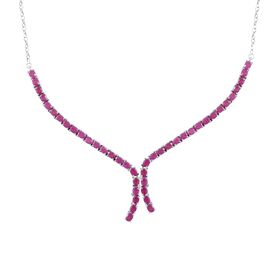 Afrikanisches Rubin (Fissure gefüllt) Collier, ca. 45 cm, 925 Silber platiniert ca. 11.61 ct