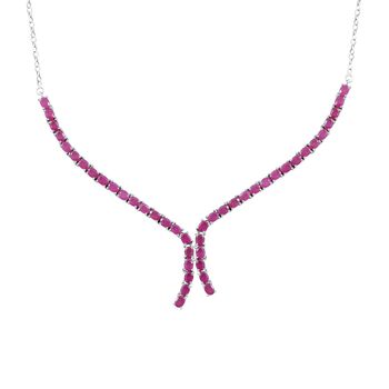 Afrikanisches Rubin (Fissure gef&uuml;llt) Collier, ca. 45 cm, 925 Silber platiniert ca. 11.61 ct