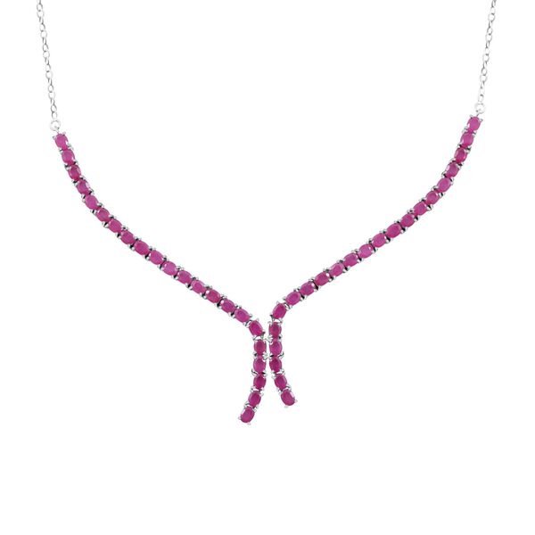 Afrikanisches Rubin (Fissure gef&uuml;llt) Collier, ca. 45 cm, 925 Silber platiniert ca. 11.61 ct