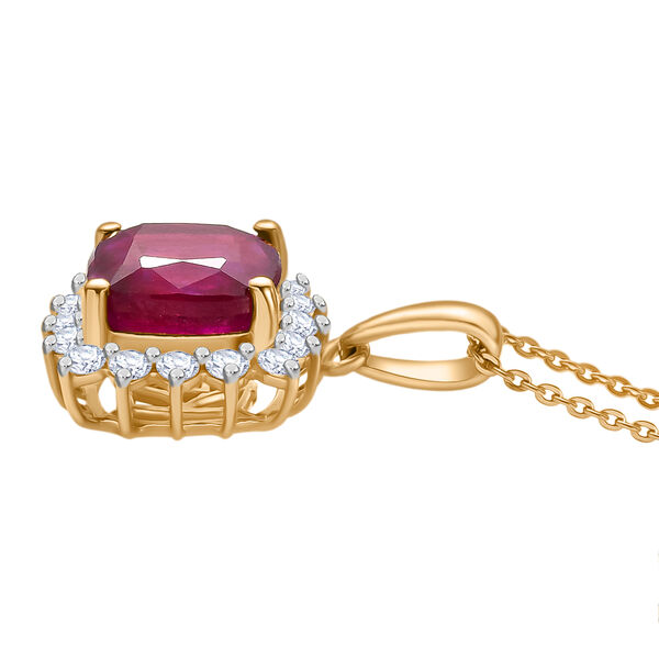 D'Joy AA afrikanischer Rubin und Moissanit Anh&auml;nger mit 50cm Kette - 5,41 ct. image number 3