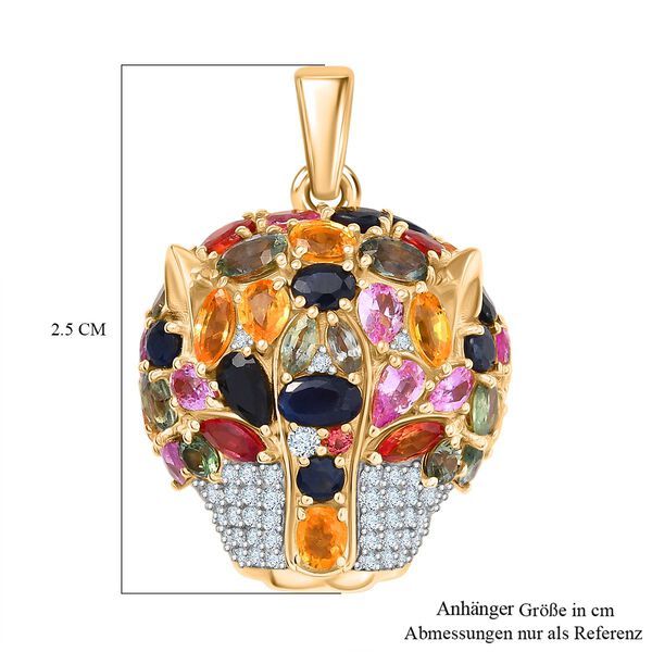 D'Joy Mehrfarbig Saphir, Moissanit Anhänger 925 Silber 750 Gelbgold Vermeil ca. 9.15 ct image number 6