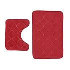 Homesmart 2er Set geprägte Flanell-Badematte mit rutschfester Unterseite (50x80cm), rot