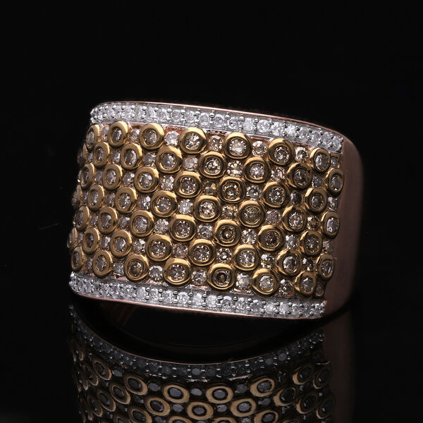 Nat&uuml;rlicher Champagner und wei&szlig;er Diamant-Ring - 1 ct. image number 5