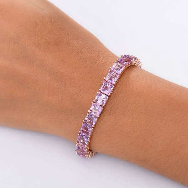 D'Joy AAA Rose De France Amethyst Armband ca. 20 cm 925 Silber 750 Ros&eacute;gold Vermeil ca. 34,38 ct. image number 3