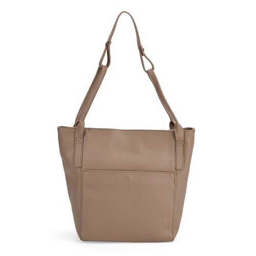 Echtleder-Tote-Bag mit Magnetverschluss-Außentasche und geräumigem Innenfach, 34x14x29 cm, Naturbraun