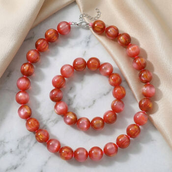 Simuliertes flexibles Kirschquarz-Armband und 45+5cm Halskette