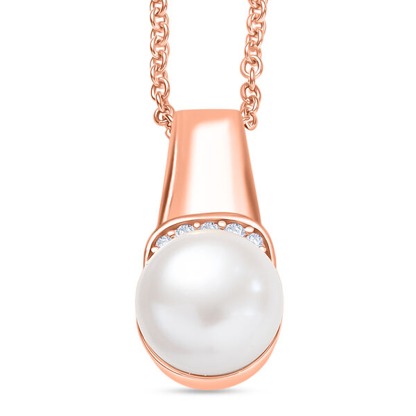 EVER TRUE Süßwasser Perle (8-10 mm), Weißer Zirkon Schmuckset ca. 50 cm 5.78 ct image number 0