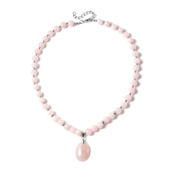 Rosenquarz-Halskette in Silberton, 180,00 ct.