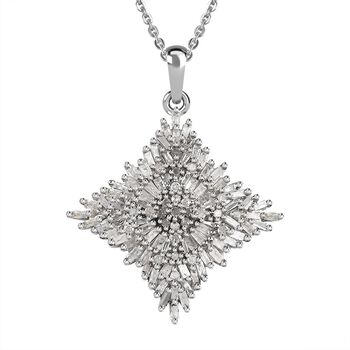 Wei&szlig;er Diamant Anh&auml;nger mit Kette, 925 Silber platiniert, ca. 1.00 ct