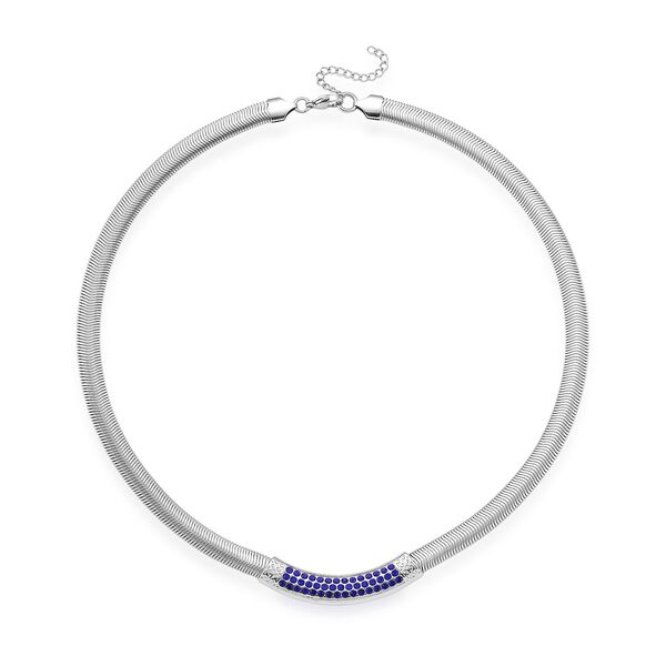Blaue Kristall 50+5cm Halskette in Silberton image number 2