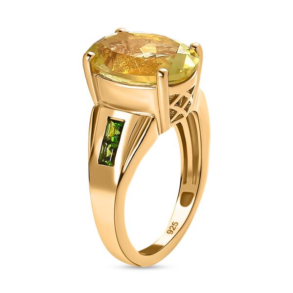 Ouro Verde-Quarz, Nat&uuml;rlicher Chromdiopsid Ring, 925 Silber Gelbgold Vermeil, (Gr&ouml;&szlig;e 17.00) ca. 5.88 ct image number 5