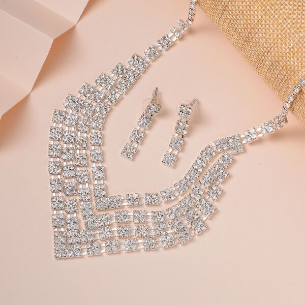 Wei&szlig;er Kristall Schmuckset Reines Messing image number 1