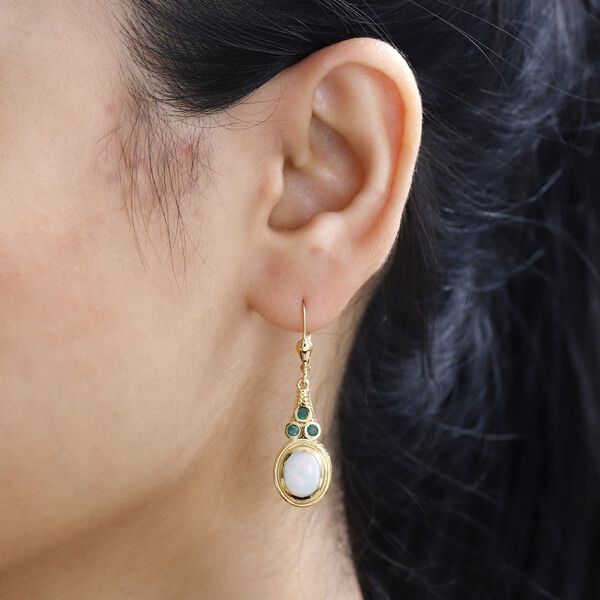 AA Nat&uuml;rlicher, &auml;thiopischer Welo Opal, Premium-Smaragd Ohrringe 925 Silber Gelbgold Vermeil ca. 2.58 ct image number 9